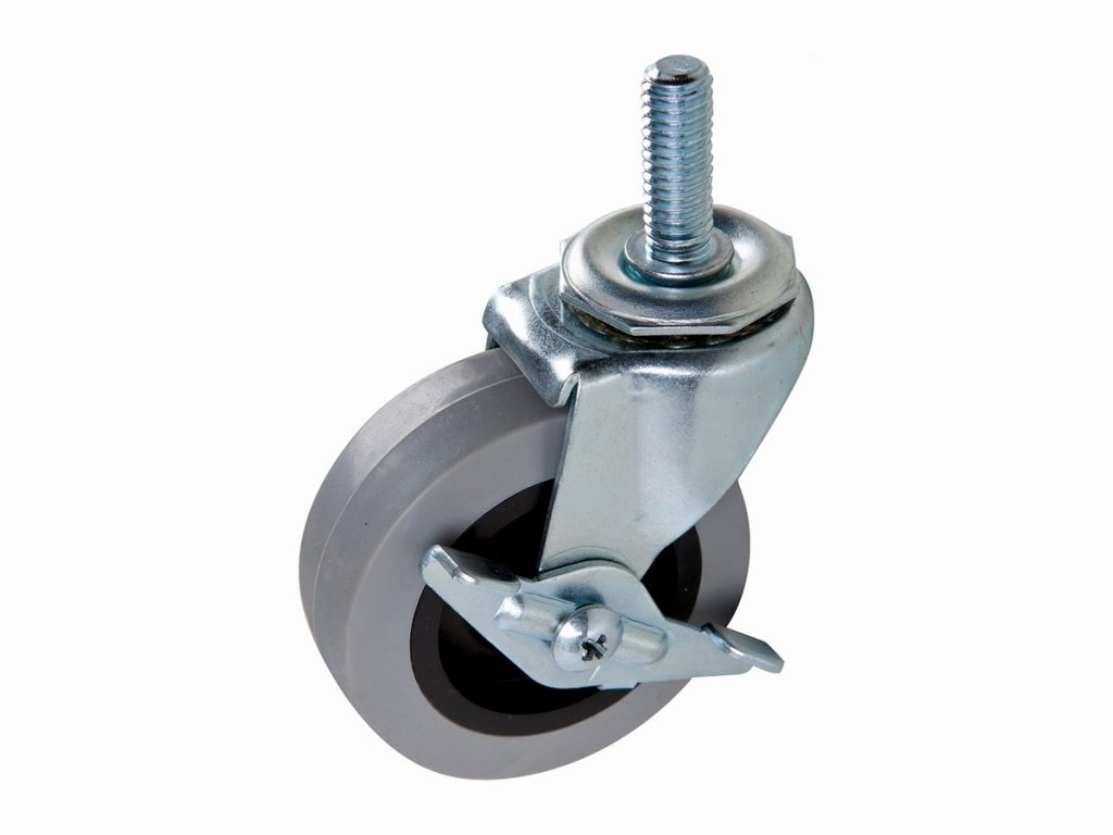 21/2Inch Threaded Stem TPR Caster with Brake, 90lb Load Capacity