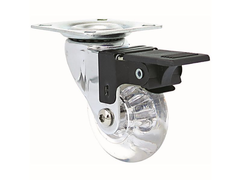 1.4Inch Clear Designer Casters, Mini Jewel w/Brake 2Pack Shepherd