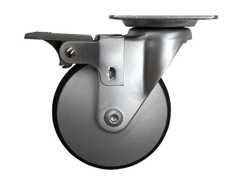 3Inch Saucer Designer Casters, Aluminum Petite w/Brake Shepherd Hardware