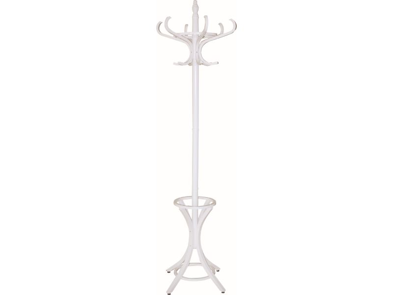white hat and coat stand