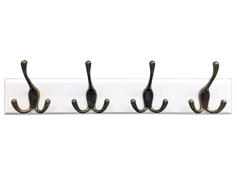 Headbourne 18″ White Hook Rail / Coat Rack with 4 Antique Bronze