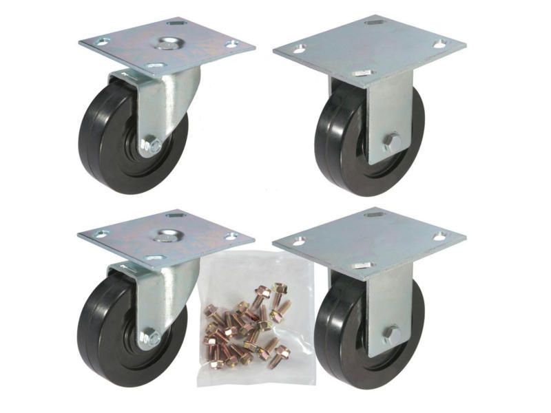 CASTER KIT 4″ (100mm) 2Swivel Plate, 2Rigid Plate, 16Mounting Bolts