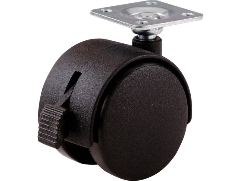 2Inch Office Chair Plate Caster, Twin Wheel w/ Brake, 1Pack