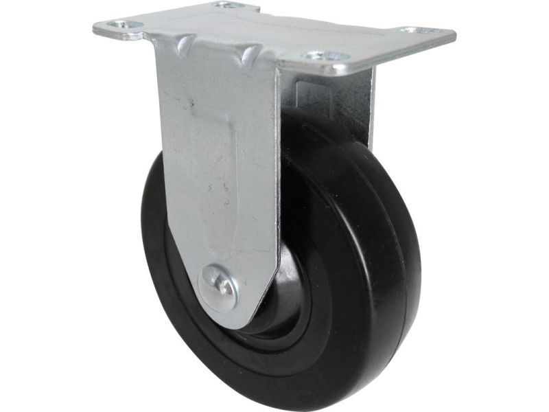 4-Inch Rigid Plate Caster, Rubber Wheel, 200-lb Load Capacity ...