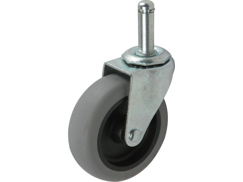 Fautless 5” Swivel TPR Caster & 7/16 x 1-3/8 Grip Ring Stem w/Brake Set of 4 