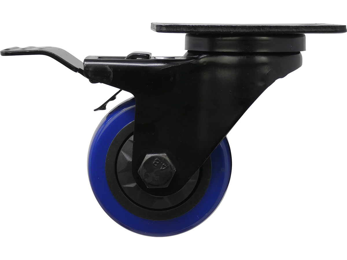 3″ Black & Blue TPU Swivel Caster with Total Lock Brake – Shepherd Hardware