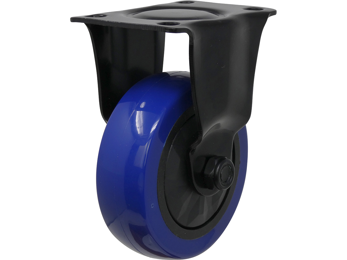 4″ Black & Blue TPU Rigid Caster – Shepherd Hardware